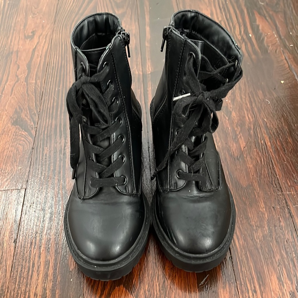Black lace up combat boots